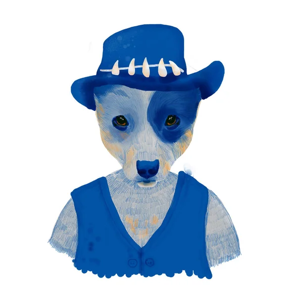 Queensland Heeler Crocodile Dundee Kostuum Aquarel Clipart — Stockfoto