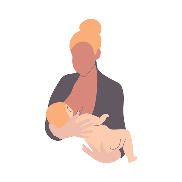 Žena Kojící Její Dítě Izolované Bílém Pozadí — Stockový vektor