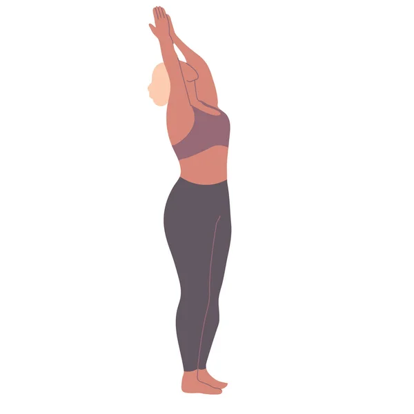 Jeune Femme Formation Yoga Isolé Sur Fond Blanc — Image vectorielle