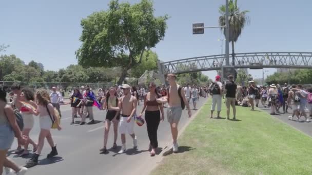 Tel Aviv Israel Junho 2022 Pessoas Marchando Desfile Anual Orgulho — Vídeo de Stock