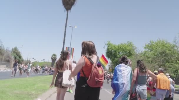 Tel Aviv Israel Junho 2022 Pessoas Marchando Desfile Anual Orgulho — Vídeo de Stock