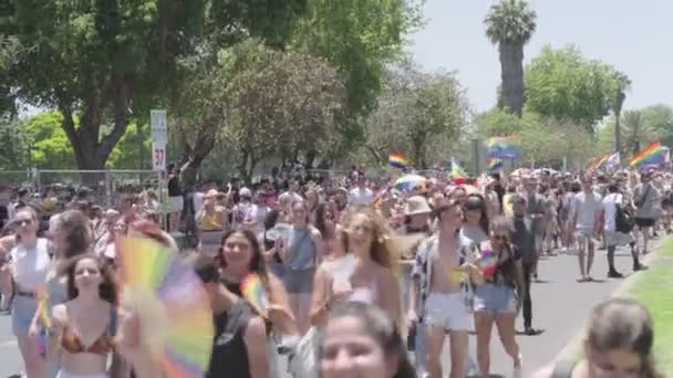 Tel Aviv Israel Junho 2022 Pessoas Marchando Desfile Anual Orgulho — Vídeo de Stock