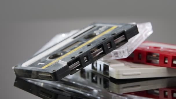 Audio Cassettes Rotating Reflective Surface — Video Stock