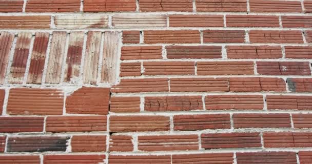 Abstract Patterns Ans Textures Old Cracked Red Bricks Wall — Vídeo de stock