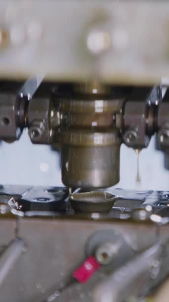 Close Shot Punch Press Forming Metal Parts — Stock Video