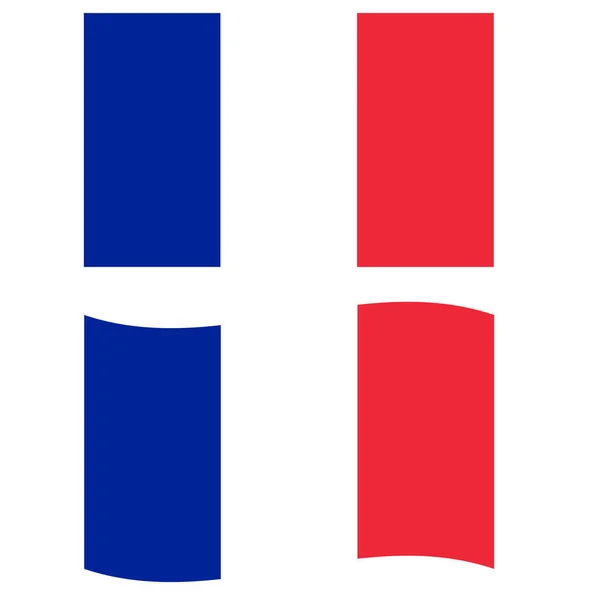フランス国旗を白地に掲げる オリジナルでシンプルなフランスの旗 フランス国旗を振る フラットなスタイル — ストックベクタ