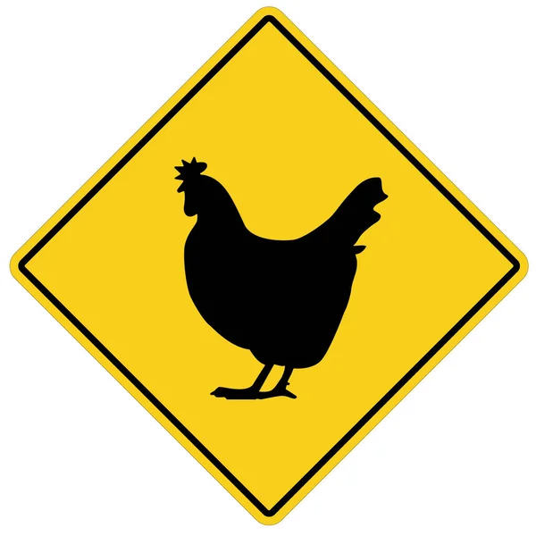 Chicken Crossing Sign White Background Chicken Symbol Chicken Crossing Sign — Stock Vector