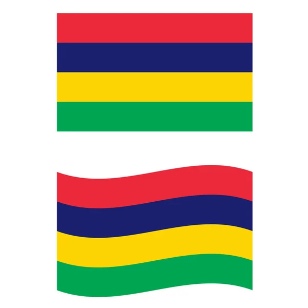 Drapeau Mauricien Original Simple Sur Fond Blanc Drapeau Maurice Agitant — Image vectorielle