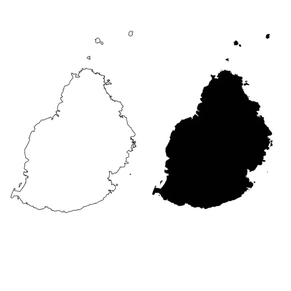 Mappe Mauritius Sfondo Bianco Mauritius Cartina Mappa Schematica Maurizio Stile — Vettoriale Stock