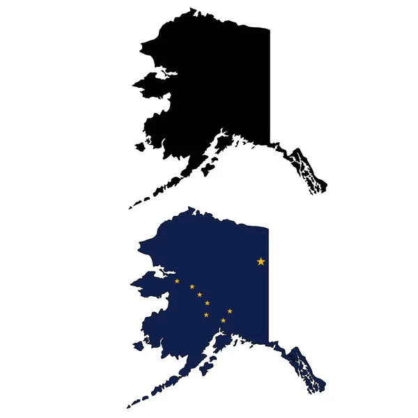 Alaszka Térképe Fehér Háttérrel Alaszka Térkép Benne Zászlóval Lapos Stílus — Stock Vector