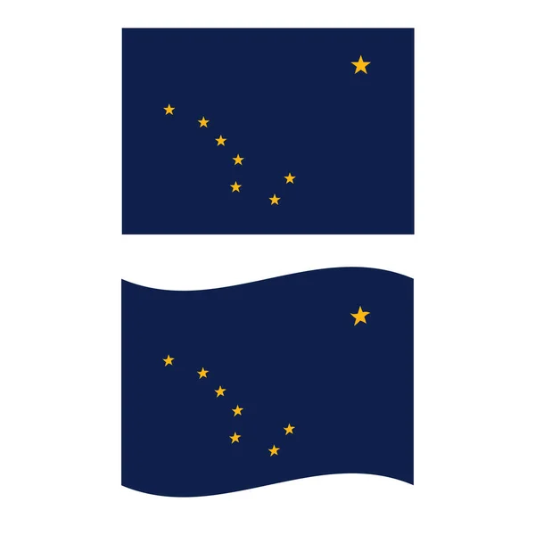Flaga Stanu Alaska Białym Tle Symbol Stanu Alaska Styl Płaski — Wektor stockowy