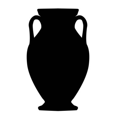 Beyaz arka planda antik Yunan vazosu. Yunan vazosu logosu. düz biçim.