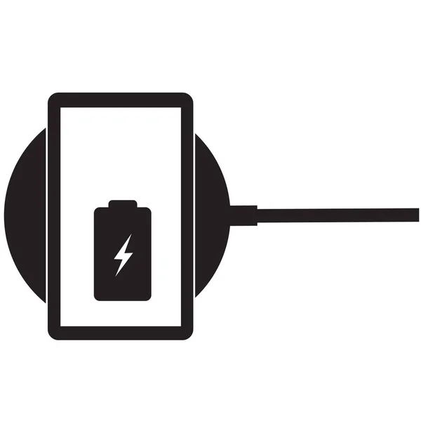 Chargement smartphone sur chargeur sans fil. Signe de smartphone de charge sans fil. style plat. — Image vectorielle