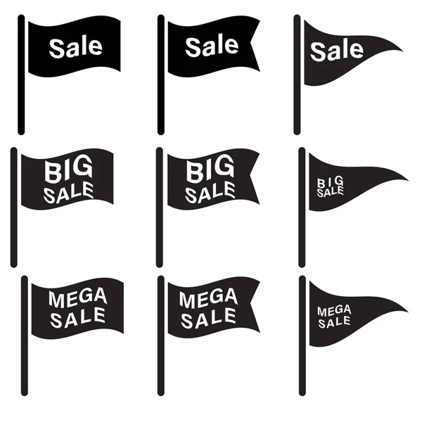 Zászló Bannerek Szöveges Eladó Big Sale Mega Eladó Vintage Zászlókészlet — Stock Vector