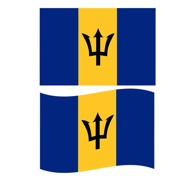 Bandera Barbados Sobre Fondo Blanco Bandera Nacional Barbados Ondeando Bandera — Vector de stock