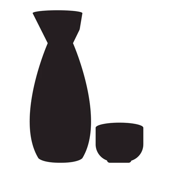 Saké Láhev Ikona Bílém Pozadí Saké Symbol Japonská Láhev Alkoholem — Stockový vektor