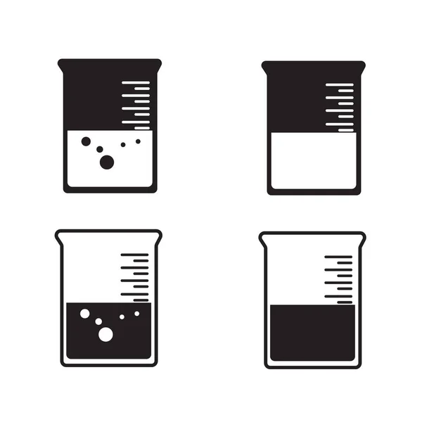 白色背景上的烧杯实验室图标 烧杯标志 试管符号 烧杯的轮廓标志 扁平风格 — 图库矢量图片