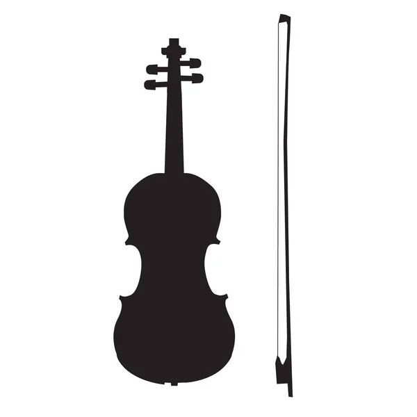 Icono Violín Sobre Fondo Blanco Silueta Instrumento Musical Estilo Plano — Vector de stock