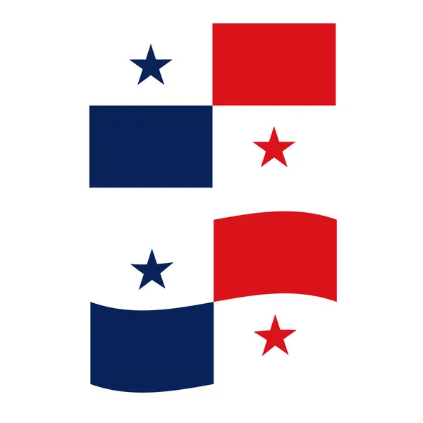 Bandera Panamá Sobre Fondo Blanco Bandera Nacional Panamá Ondeando Bandera — Archivo Imágenes Vectoriales