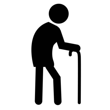 Beyaz arka plandaki yaşlı adam. Yaşlı işareti. Yaşlı insanlar sembol yürür. düz biçim. 