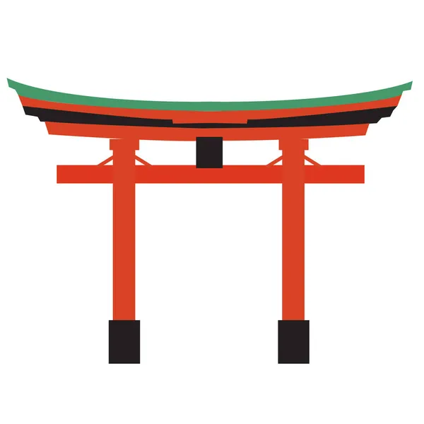 Japonská Torii Brána Ikona Bílém Pozadí Realistický Symbol Japonska Plochý — Stockový vektor