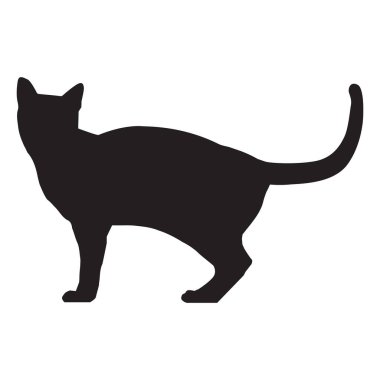 Beyaz arka planda kedi siluetleri. Kedi ayakta tabelası. düz biçim. 