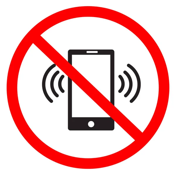 Žádný Volající Štítek Bílém Pozadí Značka Mobilního Telefonu Zakázána Žádný — Stockový vektor
