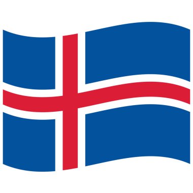 Beyaz arka planda İzlanda Bayrağı. İzlanda Bayrağı 'nı sallıyor. düz biçim.