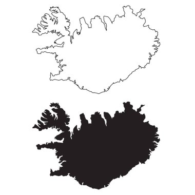 İzlanda 'nın ana haritası. Beyaz arka planda İzlanda haritası. düz biçim.