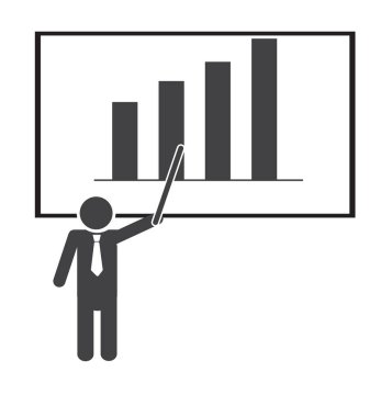Beyaz arka planda personel eğitim simgesi. Sunumlar sembolü. Seminer işareti. düz biçim.