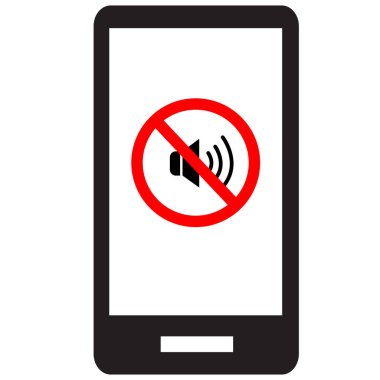 Beyaz arkaplanda telefon zili simgesini kapat. Sessizlik cep telefonu işareti. düz biçim.