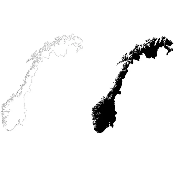 Norwegen Landkarte Auf Weißem Hintergrund Umrisskarte Von Norwegen Unterzeichnen Flacher — Stockvektor