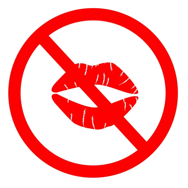Зупинити Піктограму Поцілунку Білому Тлі Ніяких Поцілунків Дозволено Символ Плоский — стоковий вектор