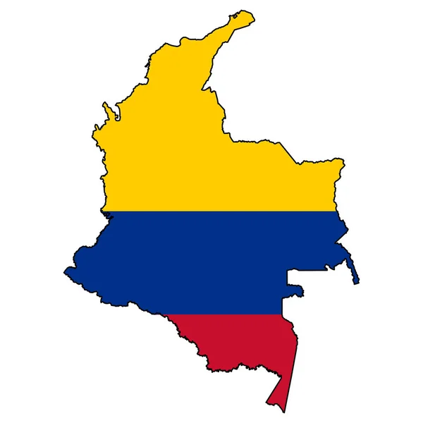 Bandera Colombia Soplando Viento Colombia Mapa Forma Bandera Mapa Colombia — Archivo Imágenes Vectoriales