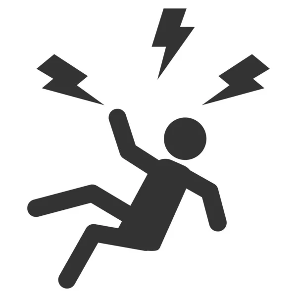 Ikona Elektrického Šoku Bílém Pozadí Muž Zasažen Bleskem Symbol Nehody — Stockový vektor