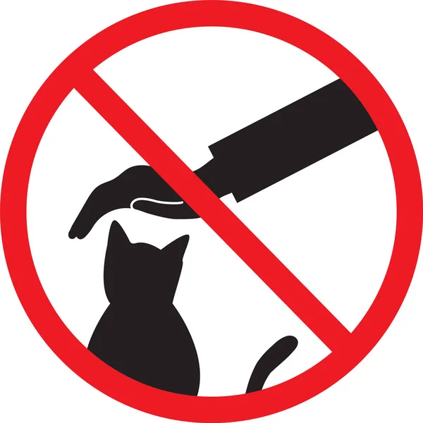 Rør Ikke Kattemærket Hvid Baggrund Symbol Forbud Mod Dyr Flad – Stock-vektor