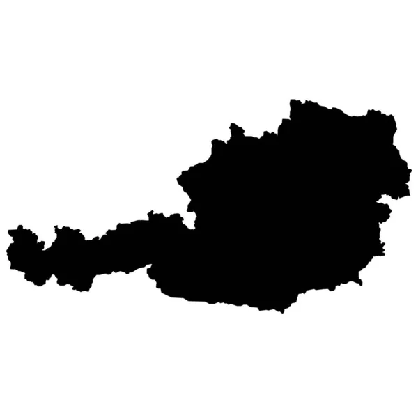 白色背景的黑色奥地利地图 奥地利地图图标 扁平风格 — 图库矢量图片
