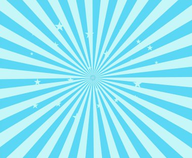 Dönen yıldız desenli mavi arka plan. Yıldız patlaması spiral karesi. Güneş ışınları.