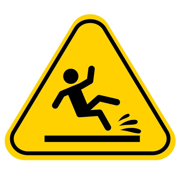 Slip Danger Icon White Background Wet Floor Sign Yellow Triangle — Stock Vector