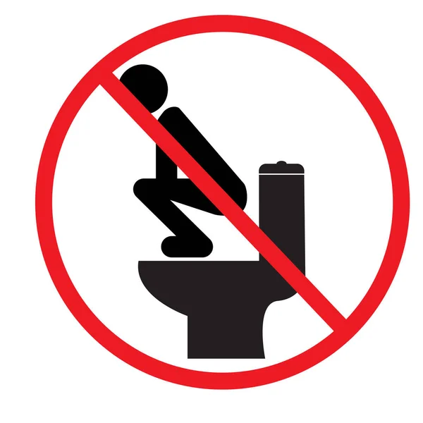 Træd Ikke Toiletsædet Symbol Nej Giv Toiletskiltet Lov Flad Stil – Stock-vektor
