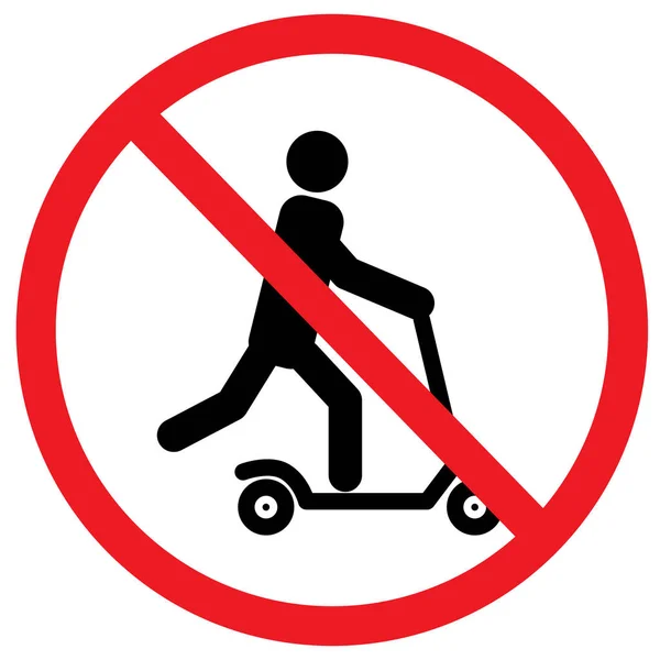 Pousser Scooter Stop Signe Interdit Sur Fond Blanc Signe Coup — Image vectorielle