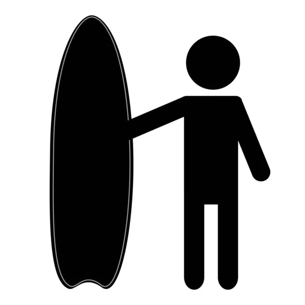Ícone Surfista Fundo Branco Sinal Surf Símbolo Surf Estilo Plano —  Vetores de Stock