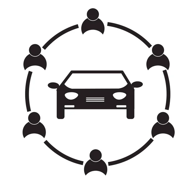 Иконка Совместного Использования Автомобиля Белом Фоне Каршеринг Знак Символ Объединения — стоковый вектор