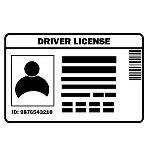 白色背景上的驾驶证图标 身份证司机 个人资料符号 扁平风格 — 图库矢量图片