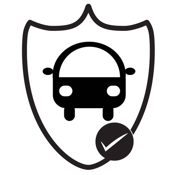 白色背景上的车盾图标 汽车保险签名 汽车保险标志 扁平风格 — 图库矢量图片