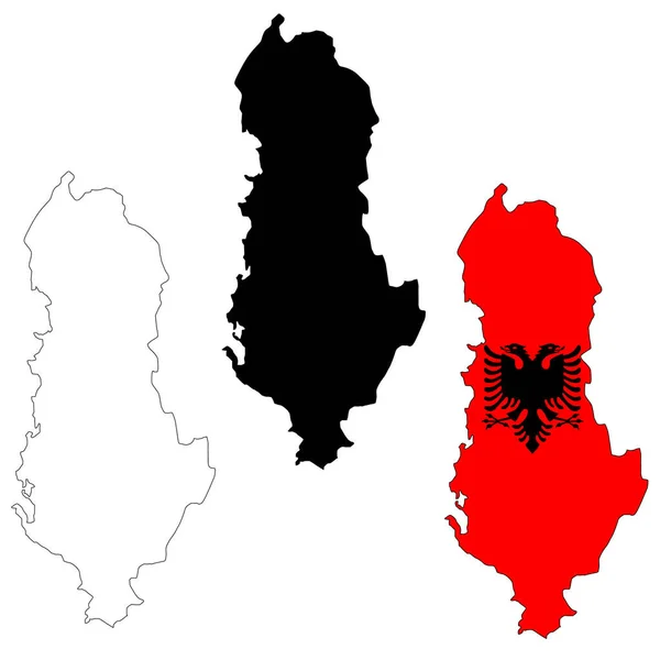 阿尔巴尼亚地图图标白色背景 阿尔巴尼亚国家边界图 扁平风格 — 图库矢量图片