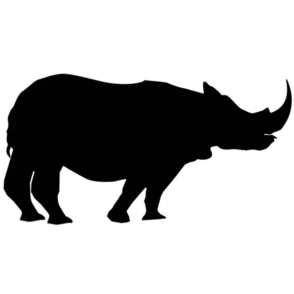 Ikona Nosorożca Białym Tle Sylwetka Rhino Czarny Znak Nosorożca Styl — Wektor stockowy