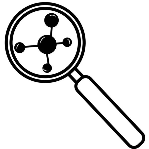 Nanotechnology Magnifier Icon White Background Outline Nanotechnology Magnifier Sign Flat — Stock Vector