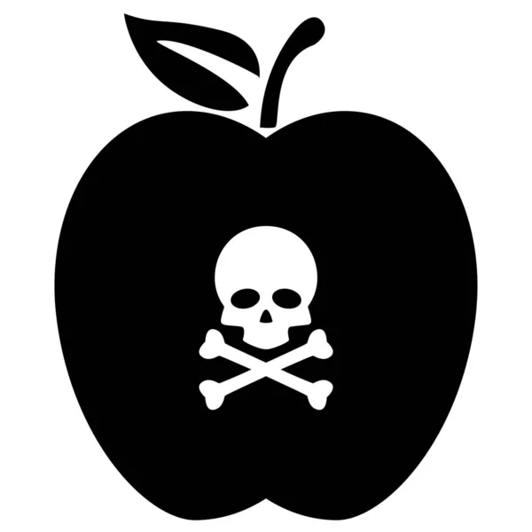 Apfel Mit Totenkopf Symbol Auf Weißem Hintergrund Zeichen Für Frischen — Stockvektor