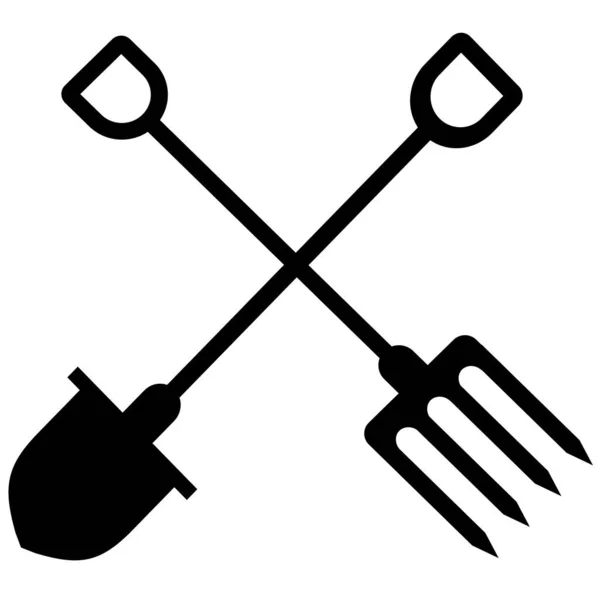 Gartengeräte Symbol Auf Weißem Hintergrund Gartengeräte Unterschreiben Gartengeräte Logo Flacher — Stockvektor